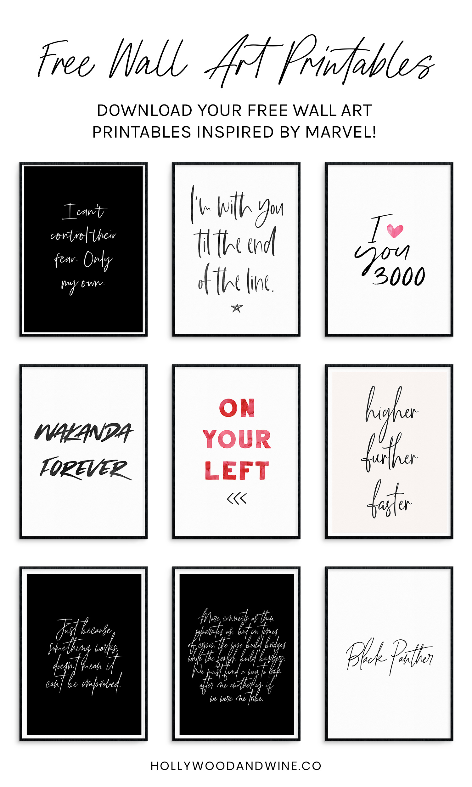 10 Free Marvel Quote Art Printables Hollywood Wine